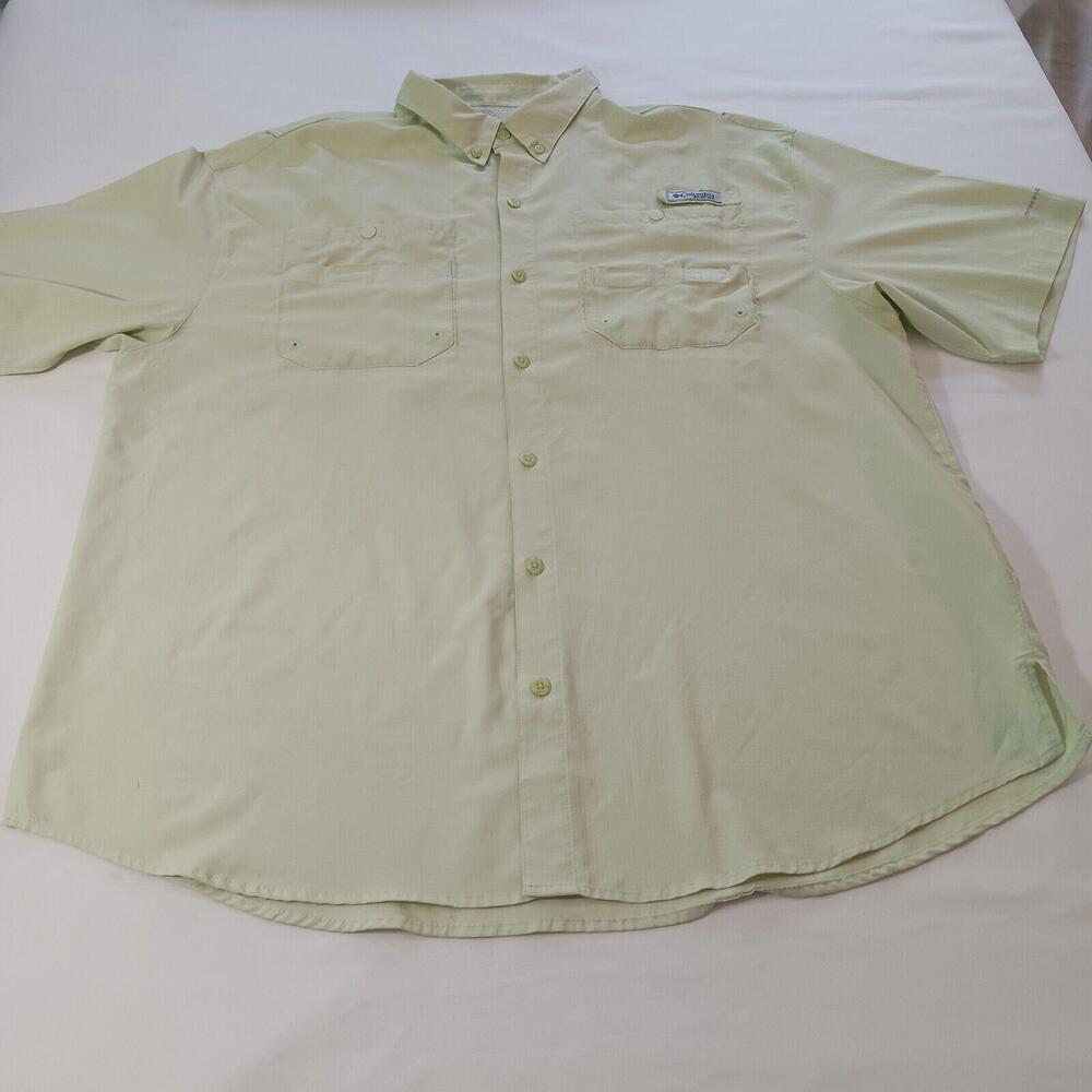 Columbia Men's Shirt PFG FM7266 Vented Fishing Short Sleeve Green Chest 50"